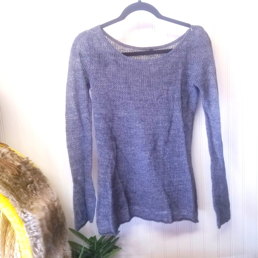 Express Fishnet Gray Sweater Size Small